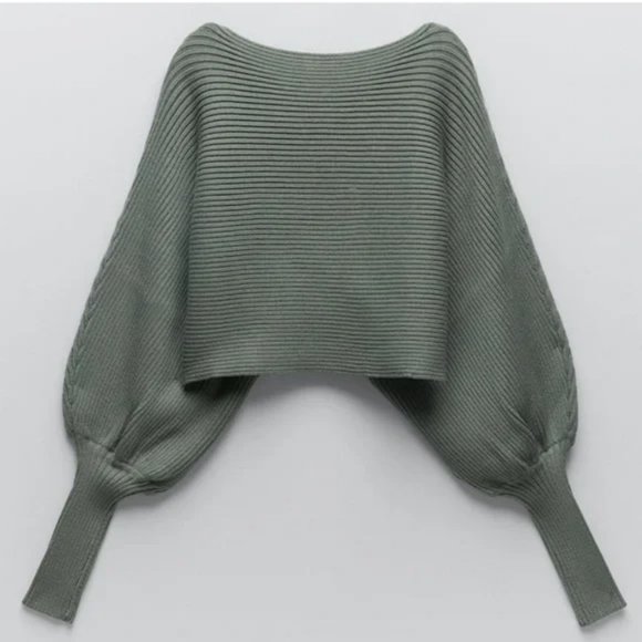 Zara Sweaters - ZARA Knit Cropped Sweater Loose-fit Balloon Sleeve